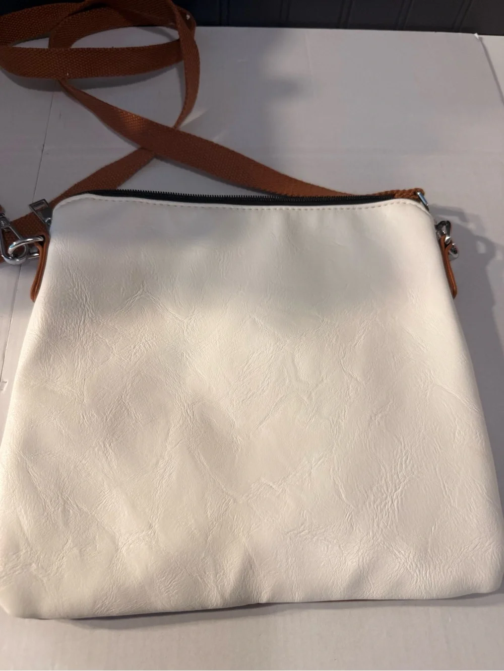 Two-Tone Cream and Brown Crossbody Bag - Classic Women's Shoulder Bag